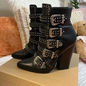 Black, Silver Stud Steve Madden Boots